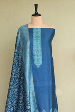 Blue Kani Silk Suit with Silk Shawl