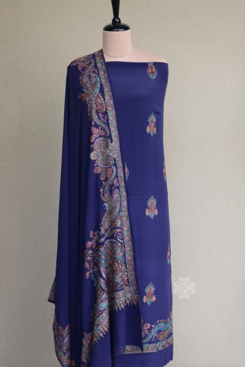 Blue Kashmiri Hand Embroidered Salwar Suit