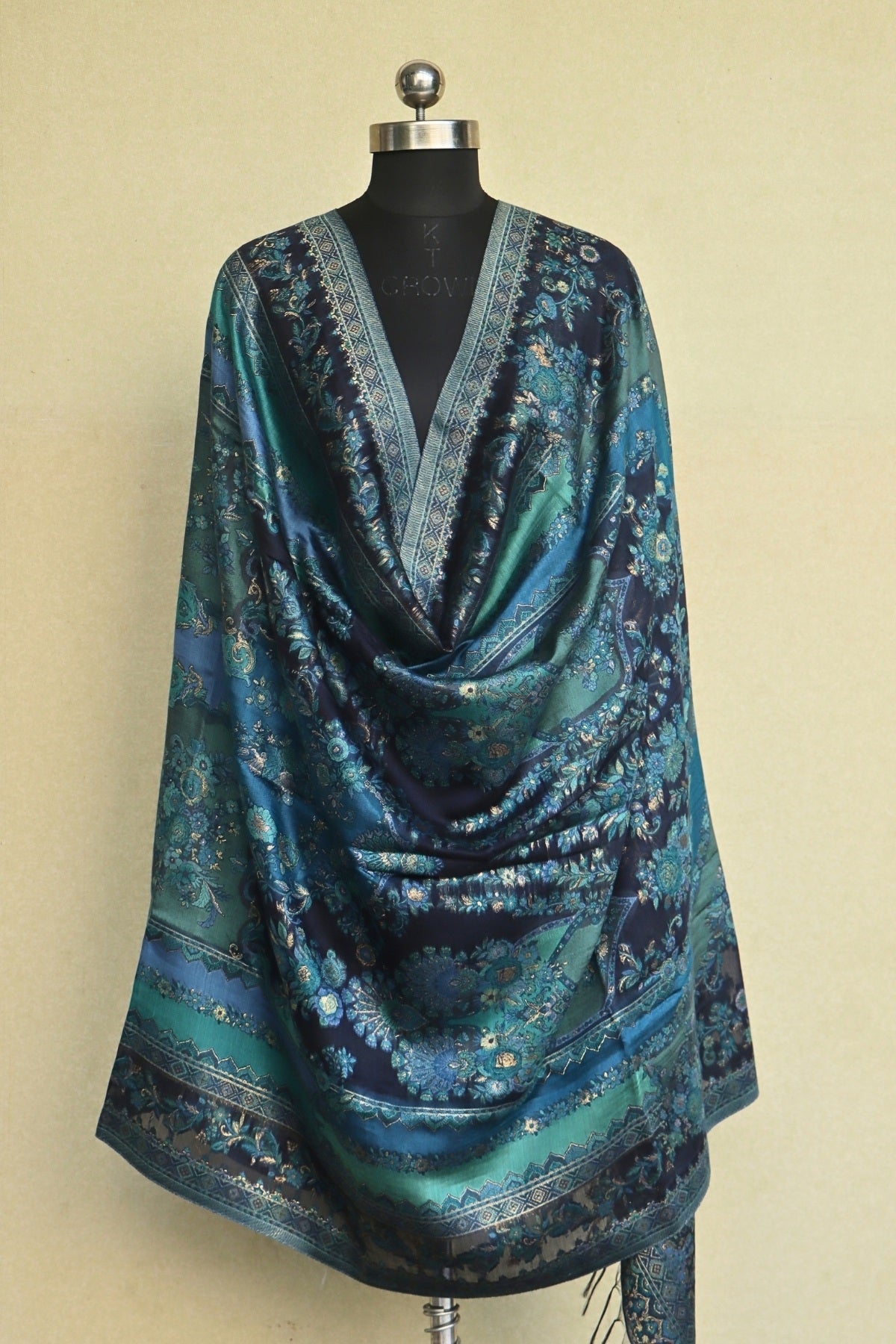 Navy Blue Kani Silk Dupatta
