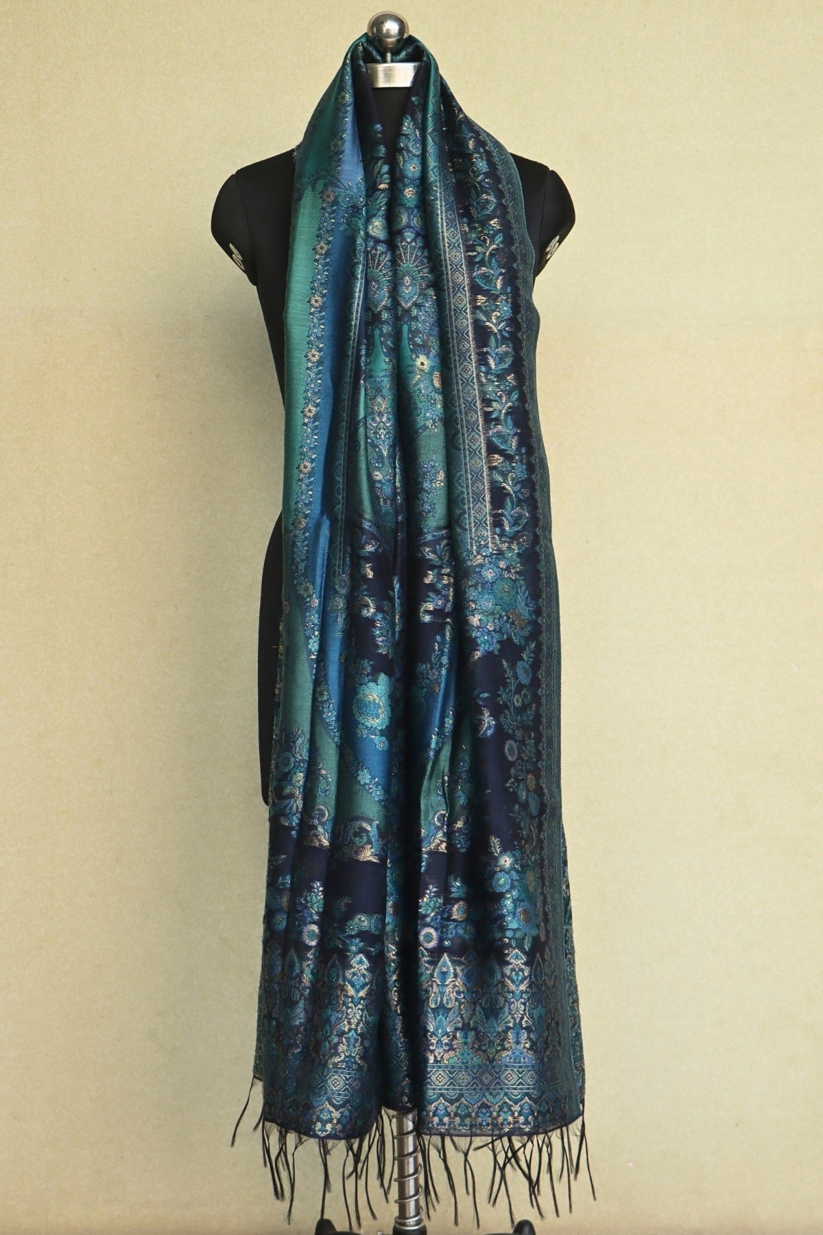 Navy Blue Kani Silk Dupatta