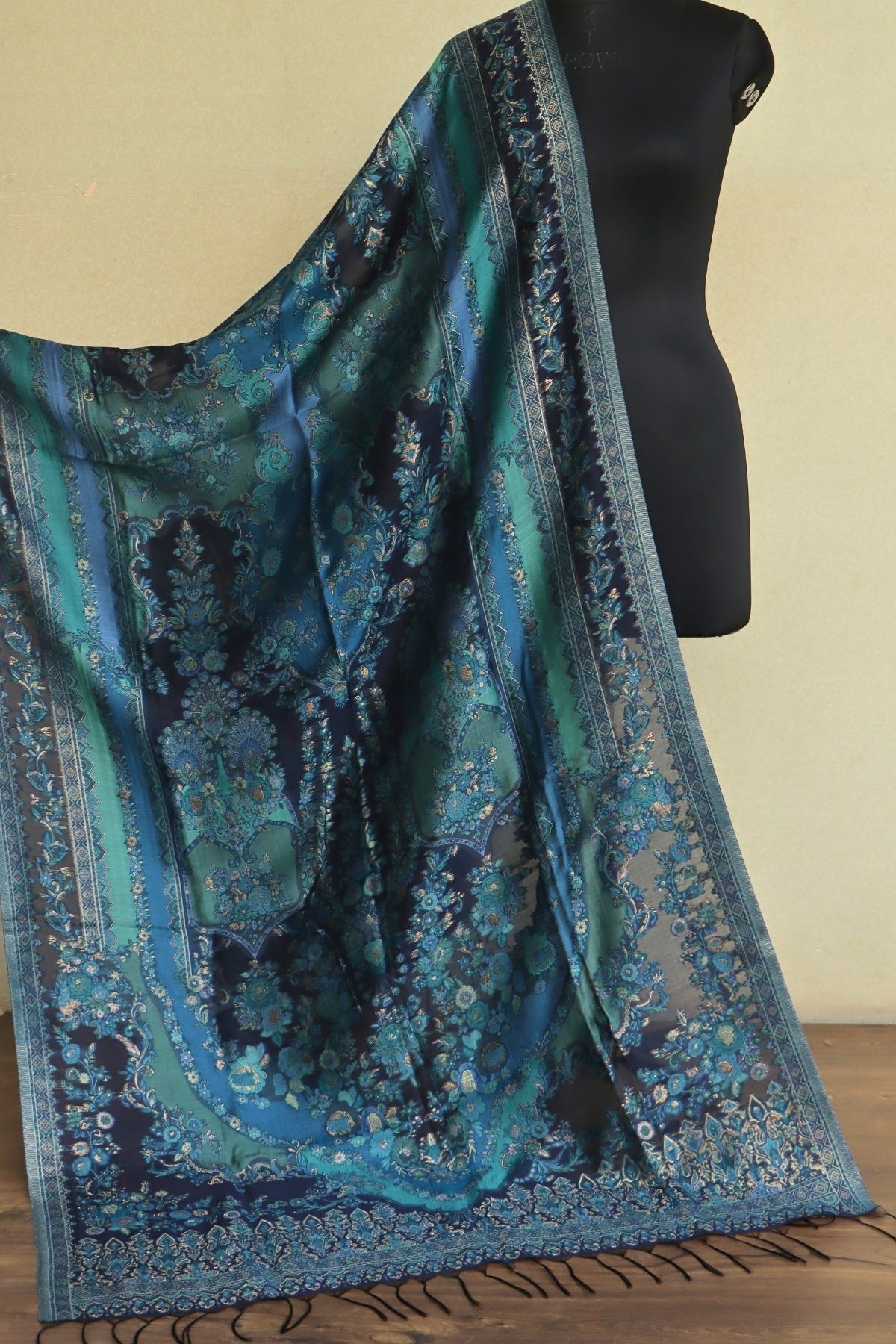 Navy Blue Kani Silk Dupatta