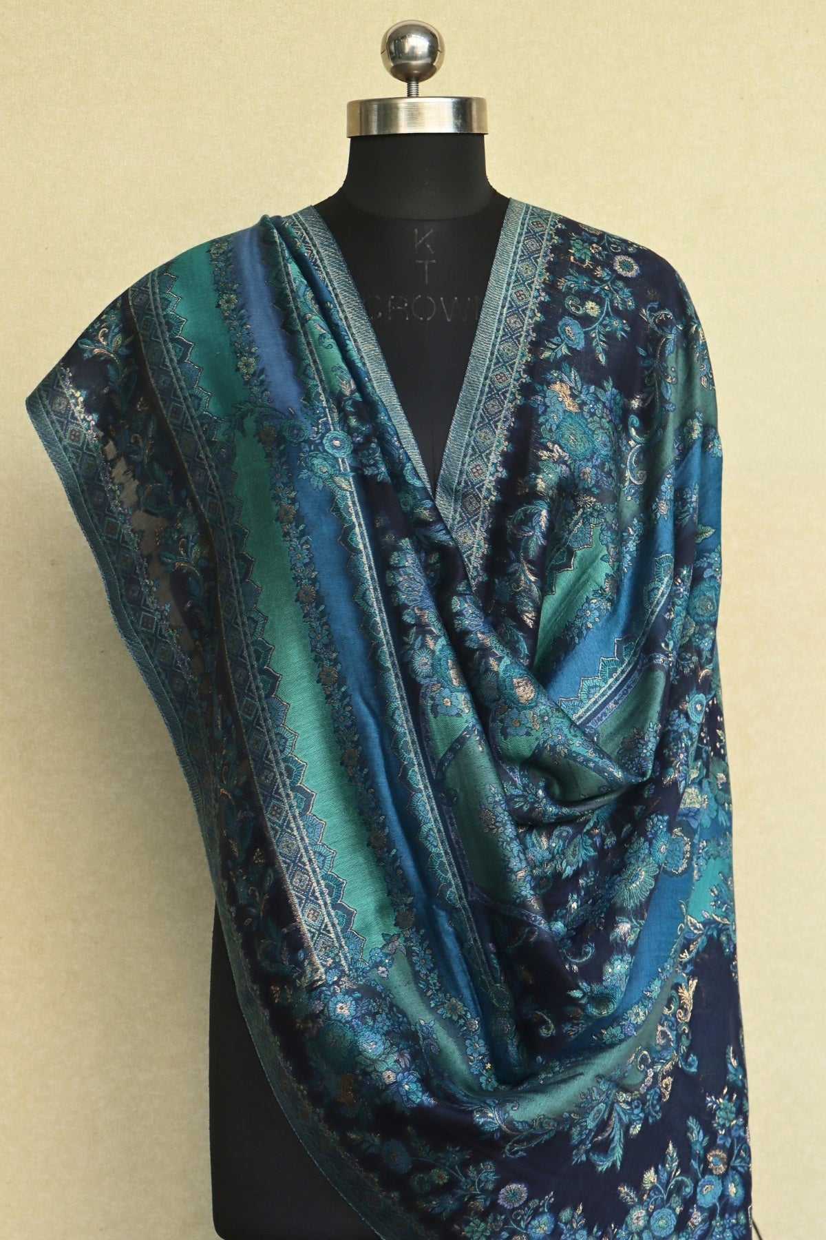 Navy Blue Kani Silk Dupatta