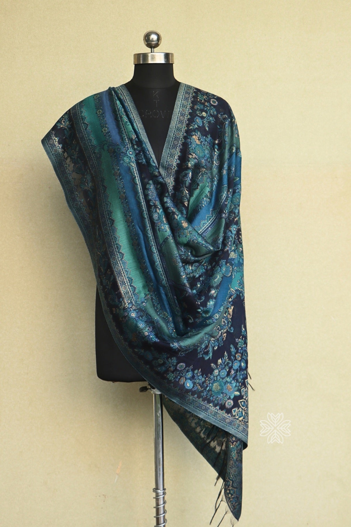 Navy Blue Kani Silk Dupatta
