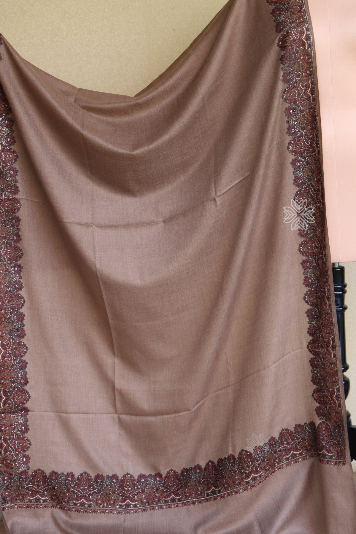 Brown Sozni Fine Wool Shawl