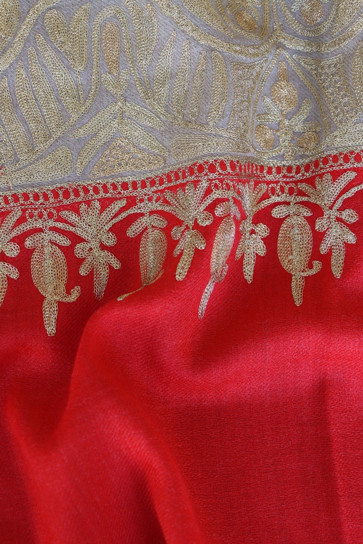 Cashmere Shawl With Golden Embroidery