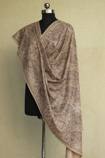 Beige Sozni Jaal Fine Wool Shawl