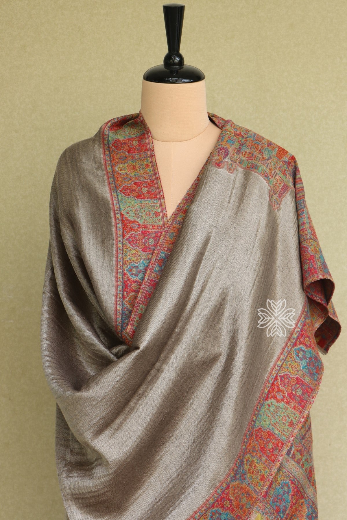 Gold Zari Kani Fine Wool Shawl