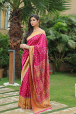 Fuchsia Pink Kani Booti Silk Saree - Imperial Weaves