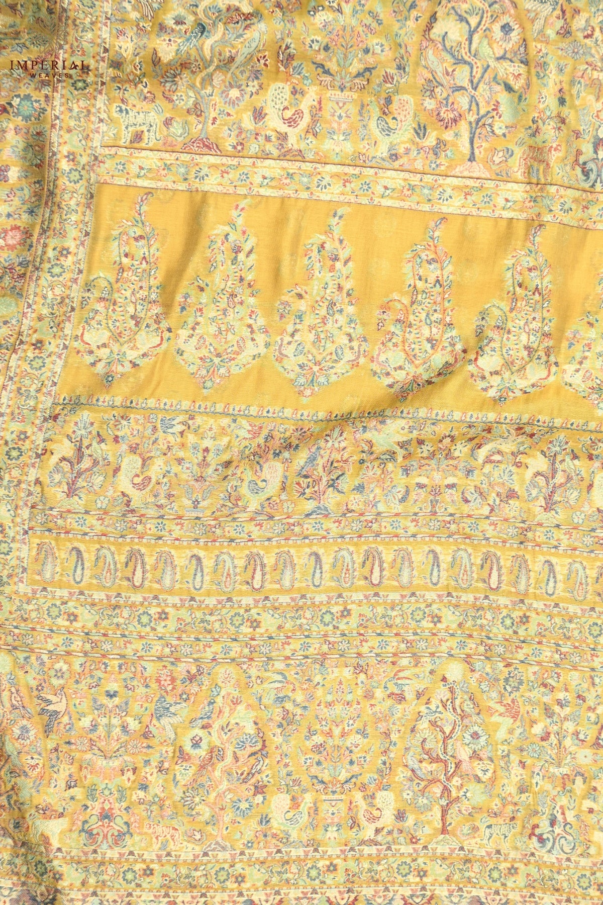 Golden Yellow Kani Silk Saree