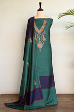 Green Fine Wool Embroidered Unstitched Suit
