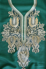 Green Fine Wool Zari Embroidered Unstitched Suit