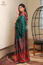 Green Pashmina Silk Saree Online - Imperial Weaves