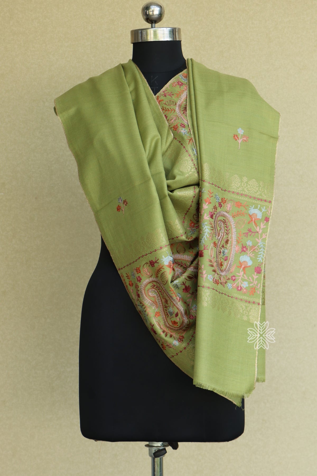 Green Woolen Fine Wool Stole