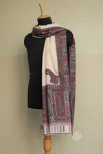 Off White Men Fine Wool Jamawar Border Shawl