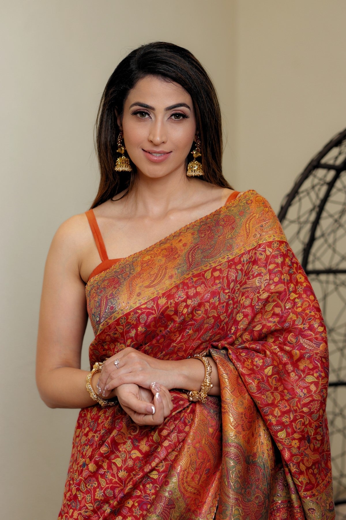 Maroon Kani Kalamkari Silk Saree