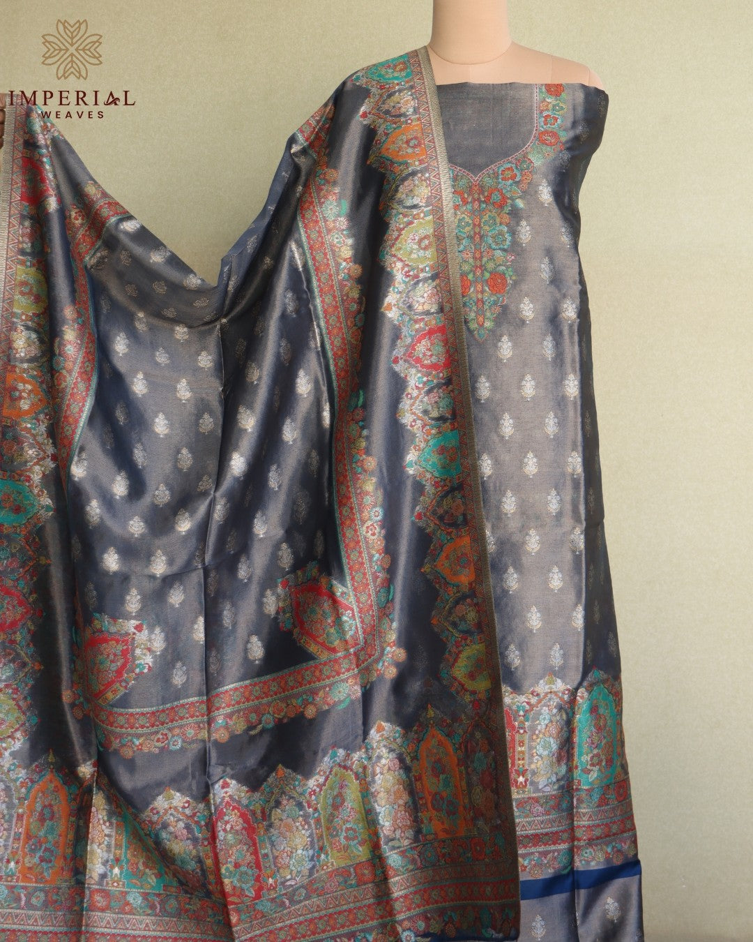 Blue Kani Tissue Silk Suit