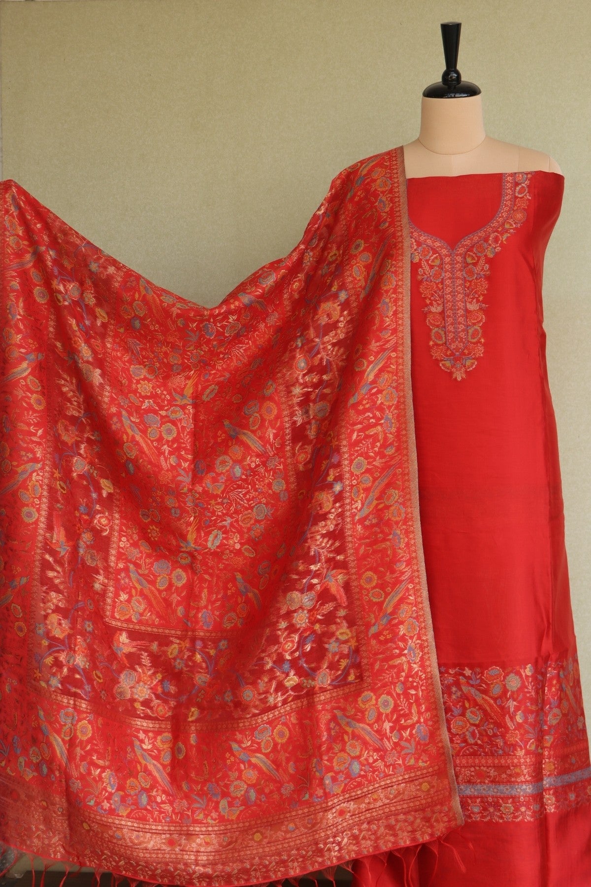 Red Kani Silk Suit