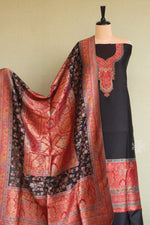 Black Kani Silk Suit with Allover Dupatta