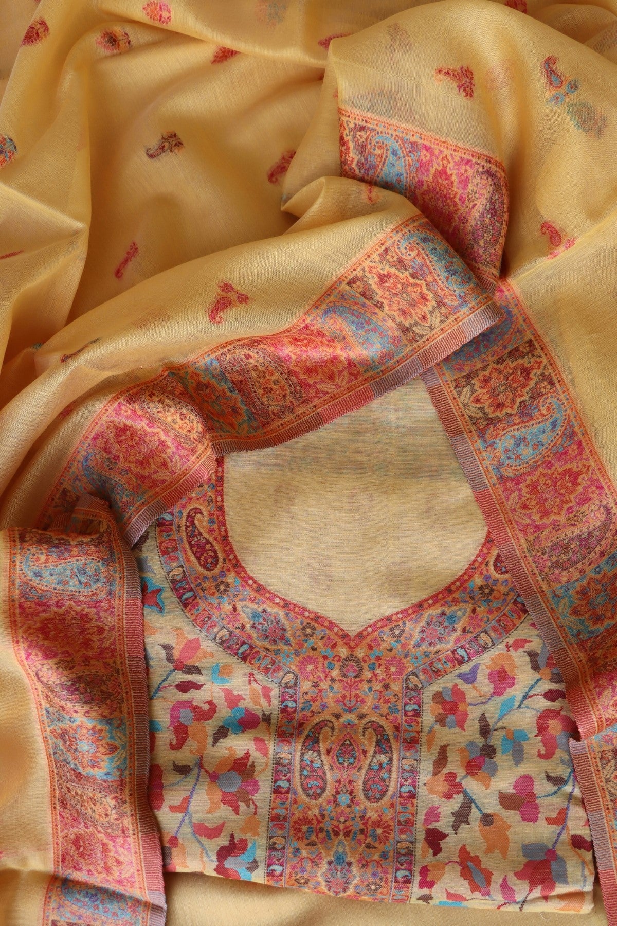 Yellow Kani Chanderi Silk Suit