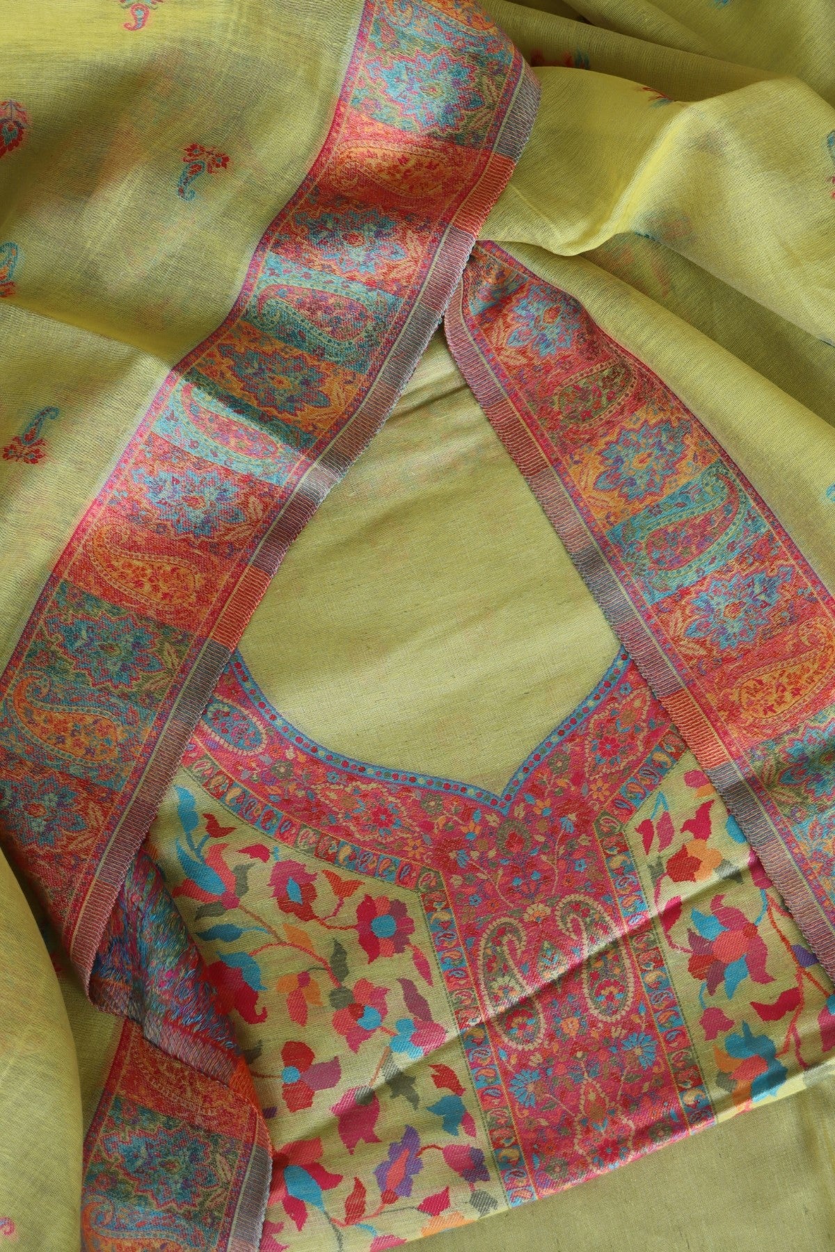 Lime Green Kani Chanderi Silk Suit