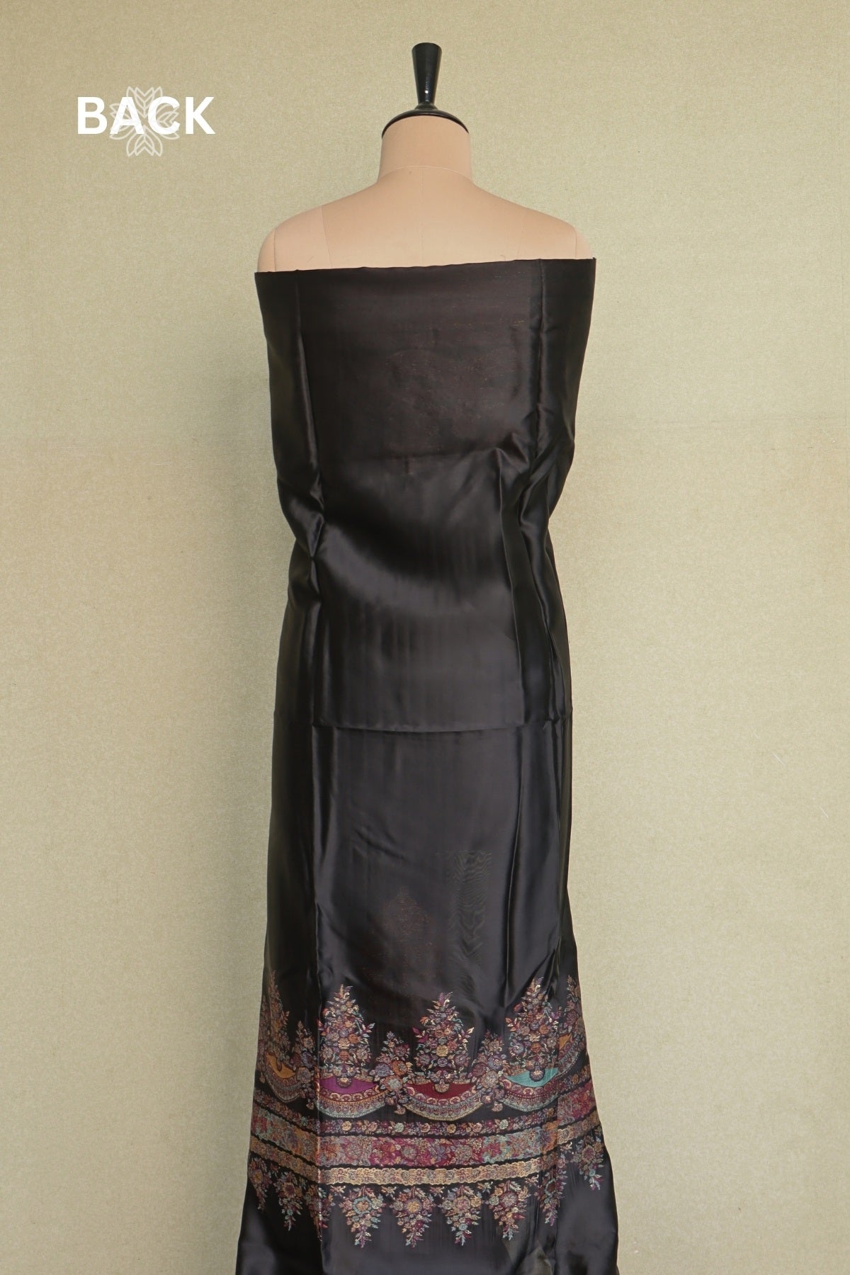 Smoky Black Kani Silk Suit with Tissue Silk Dupatta