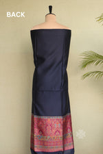 Navy Blue Kani Silk Suit with Allover Dupatta