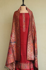 Maroon Kani Silk Suit with Tissue Silk Dupatta