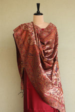 Maroon Kani Silk Suit with Tissue Silk Dupatta