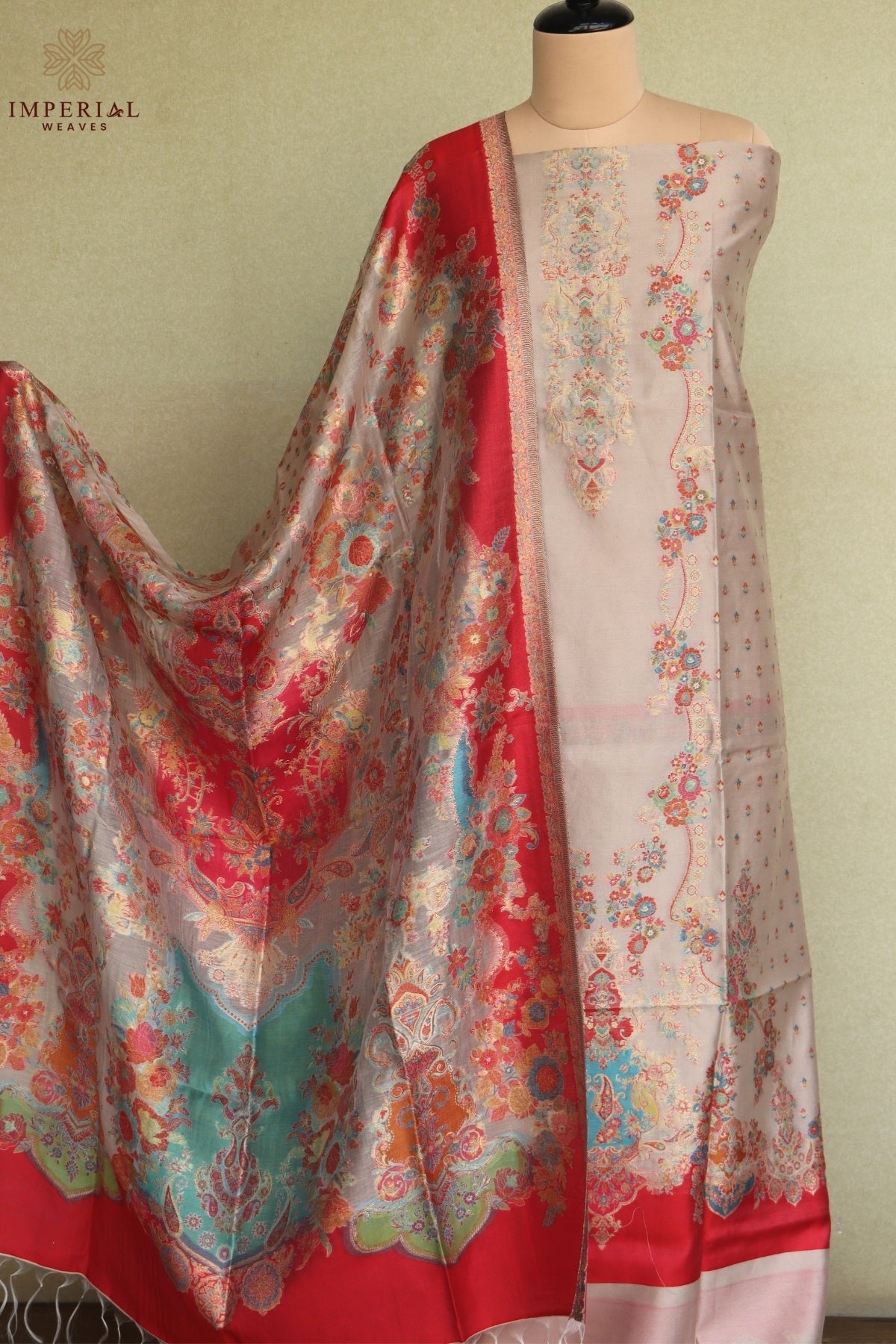 Beige Kani Silk Suit