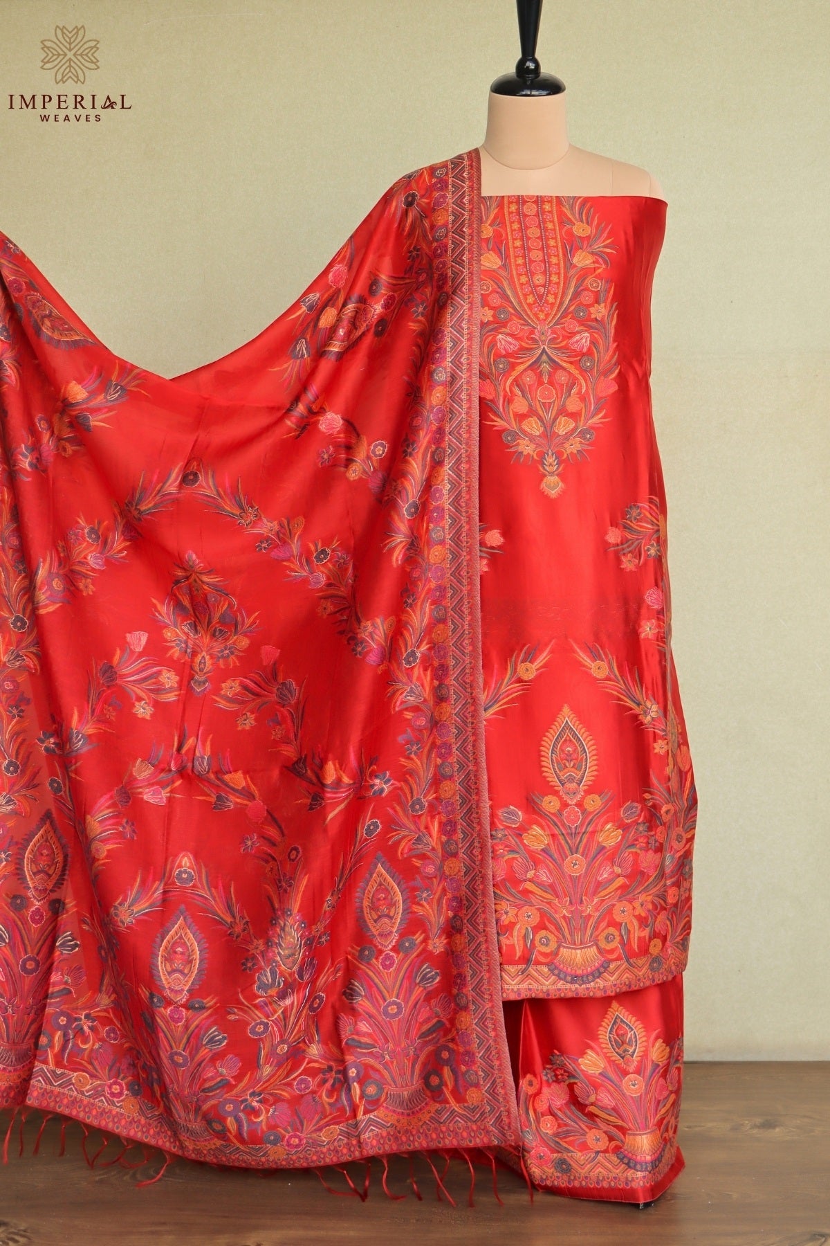Red Kani Silk Suit
