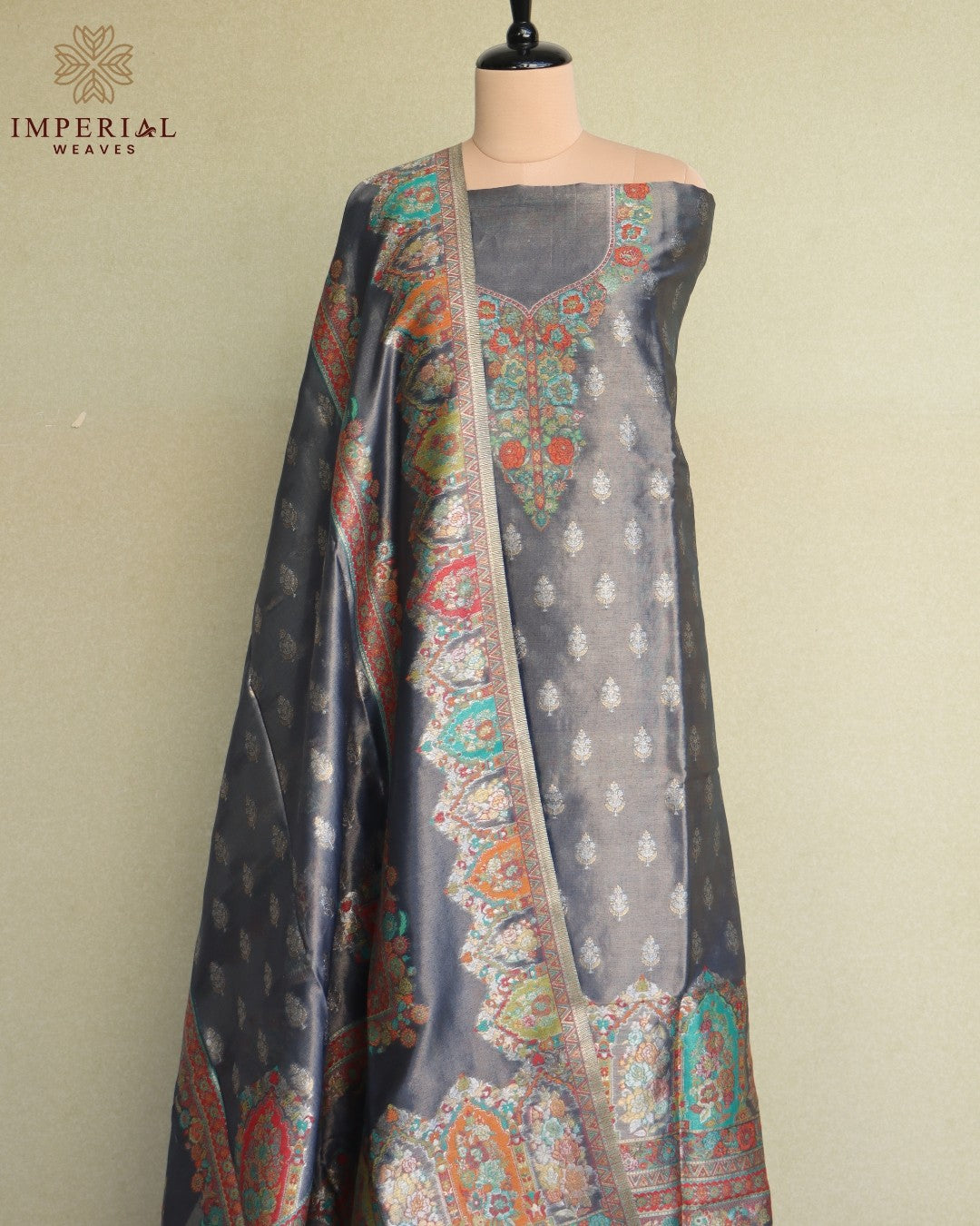 Blue Kani Tissue Silk Suit