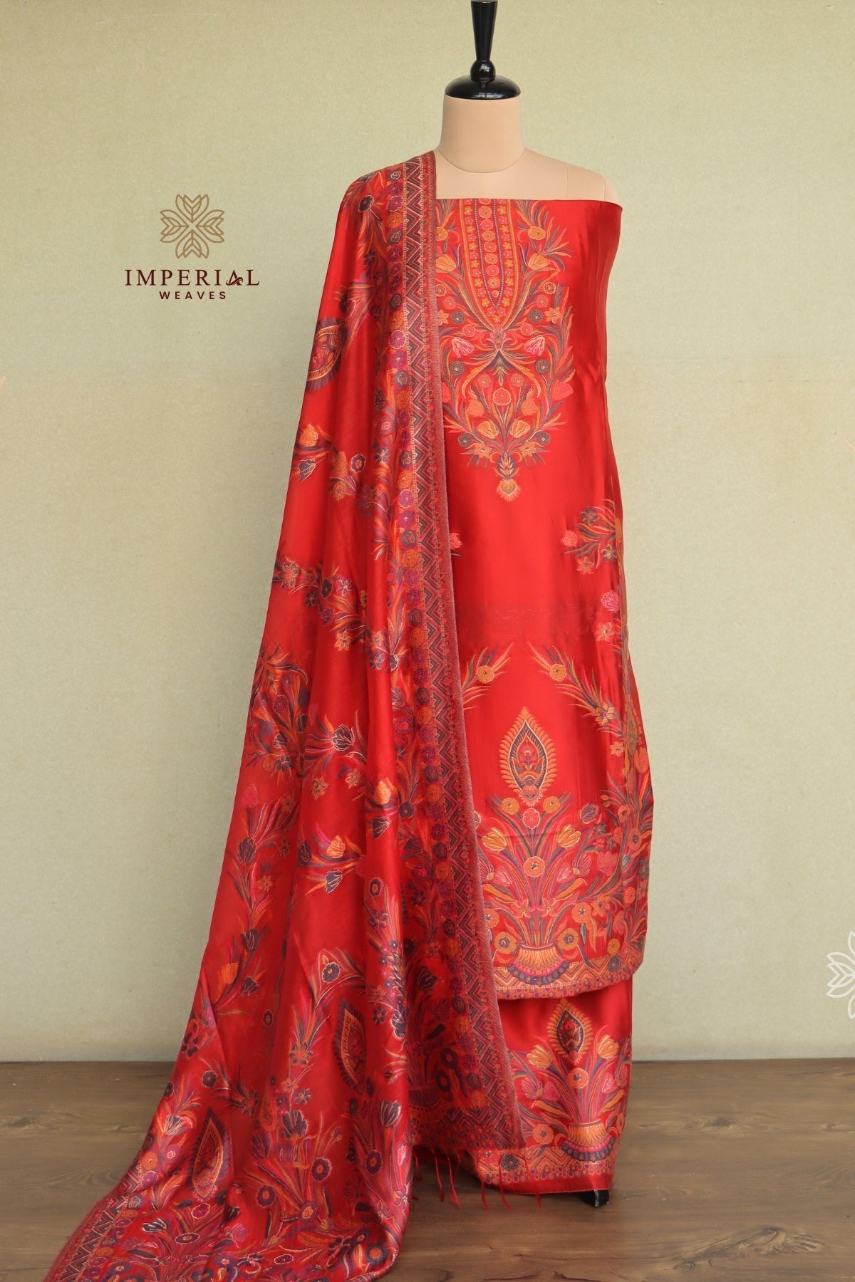 Red Kani Silk Suit
