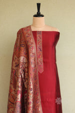 Maroon Kani Silk Suit with Tissue Silk Dupatta