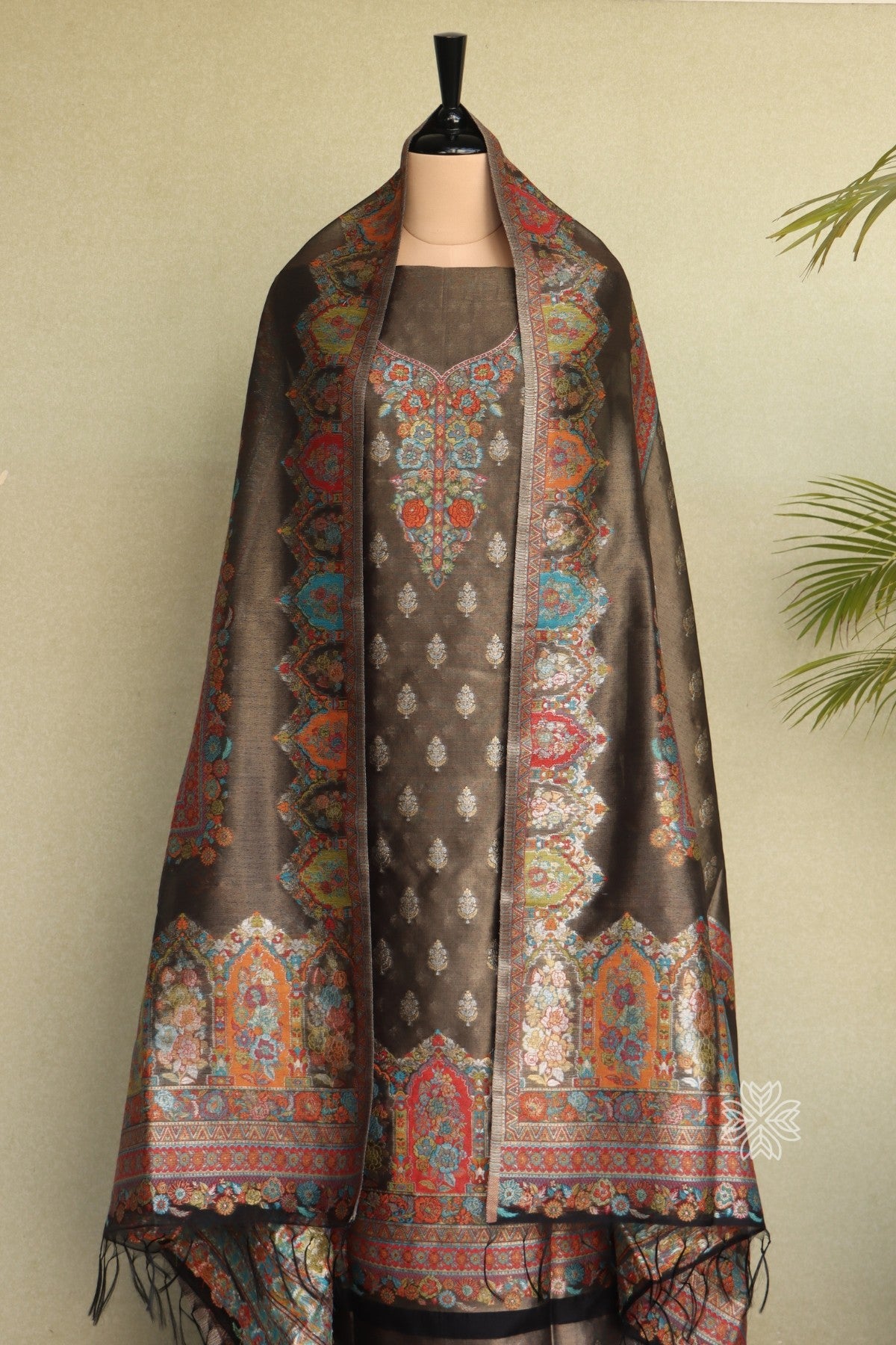 Black Kani Tissue Silk Suit
