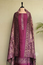 Purple Kani Silk Suit with Tissue Silk Dupatta