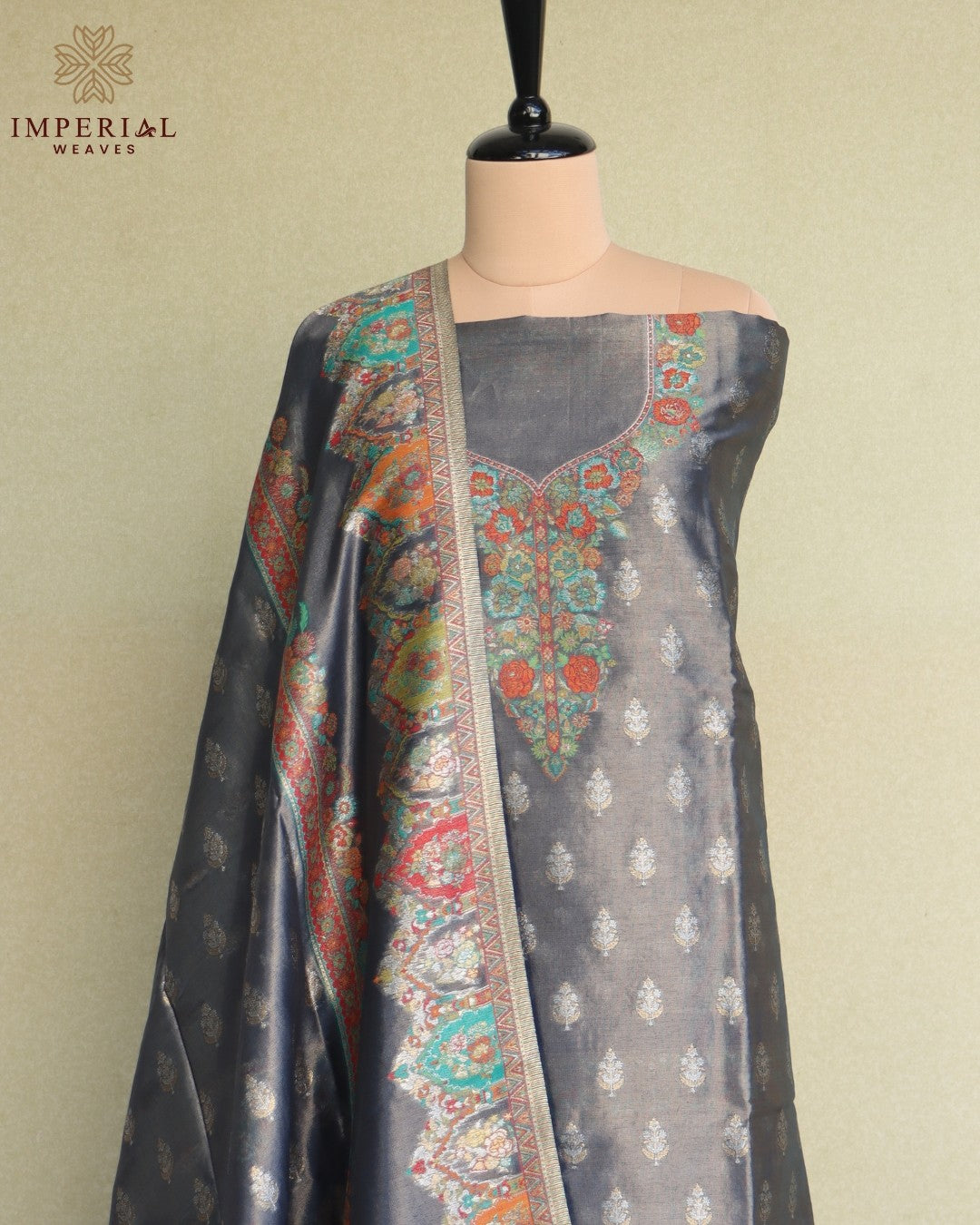 Blue Kani Tissue Silk Suit