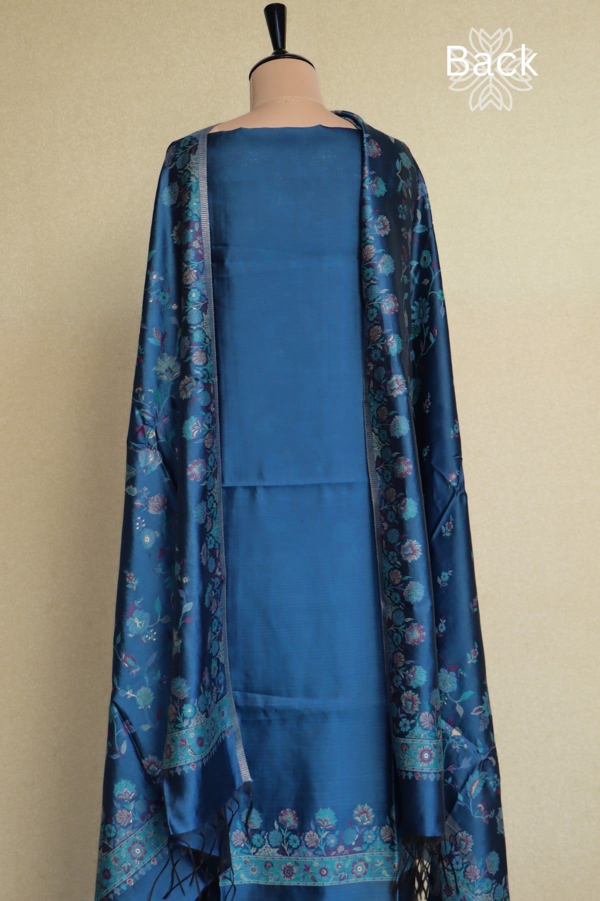 Blue Kani Organza Silk Suit