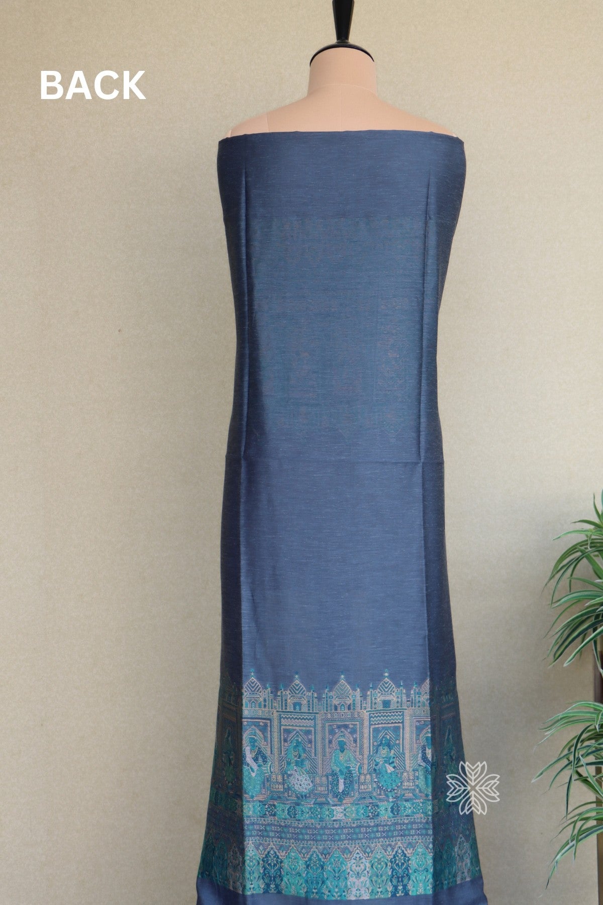 Grey Kani Silk Linen Suit With Darbar Dupatta