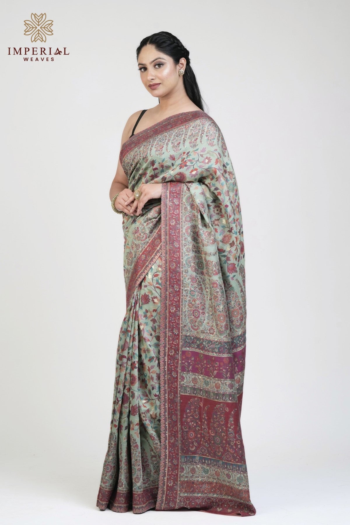 Sage Green Kani Silk Saree