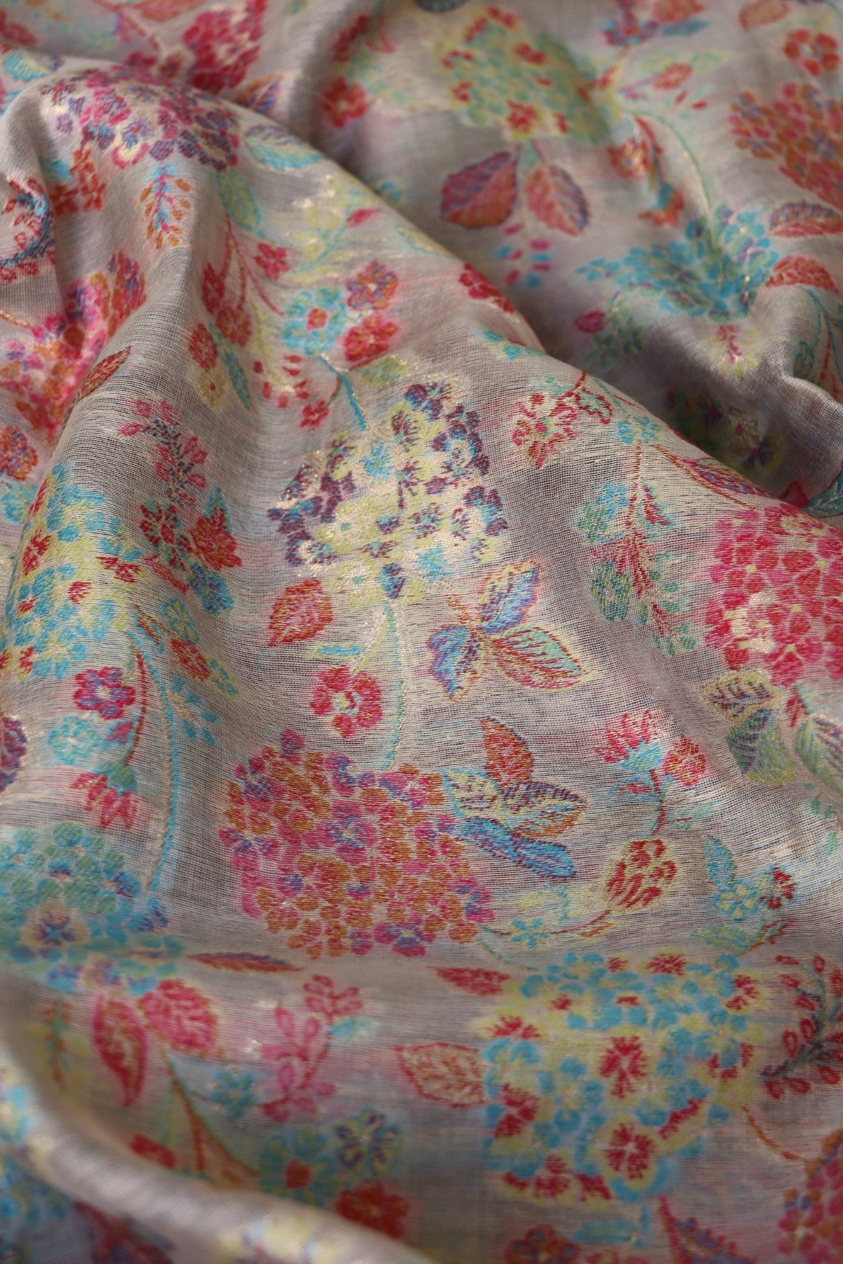 Beige Floral Kani Silk Dupatta