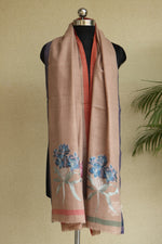 Beige Woolen Aari Stole