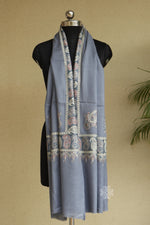 Grey Woollen Aari Stole