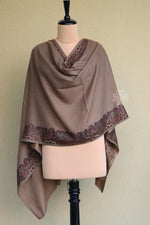 Brown Sozni Fine Wool Shawl