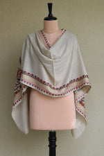 Beige Aari Fine Wool Shawl