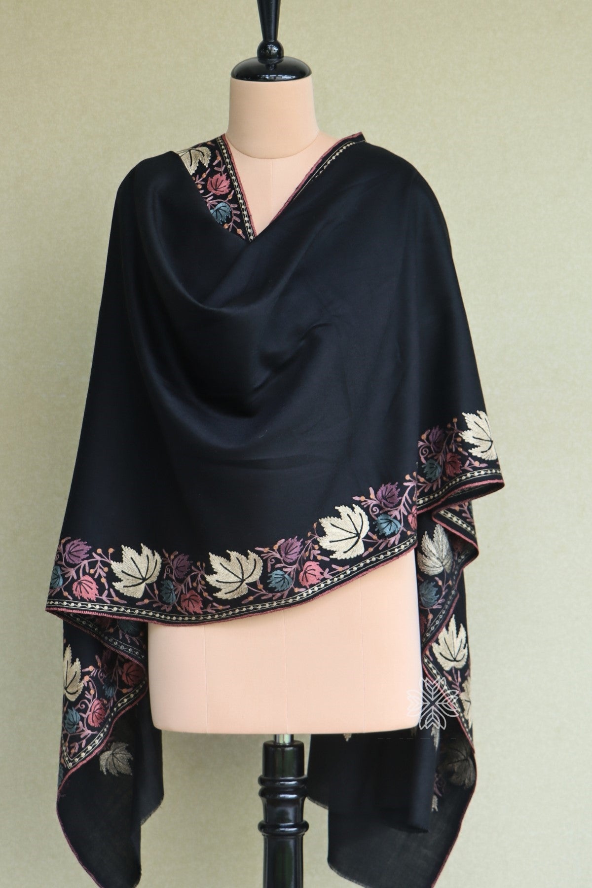 Black Aari Fine Wool Shawl