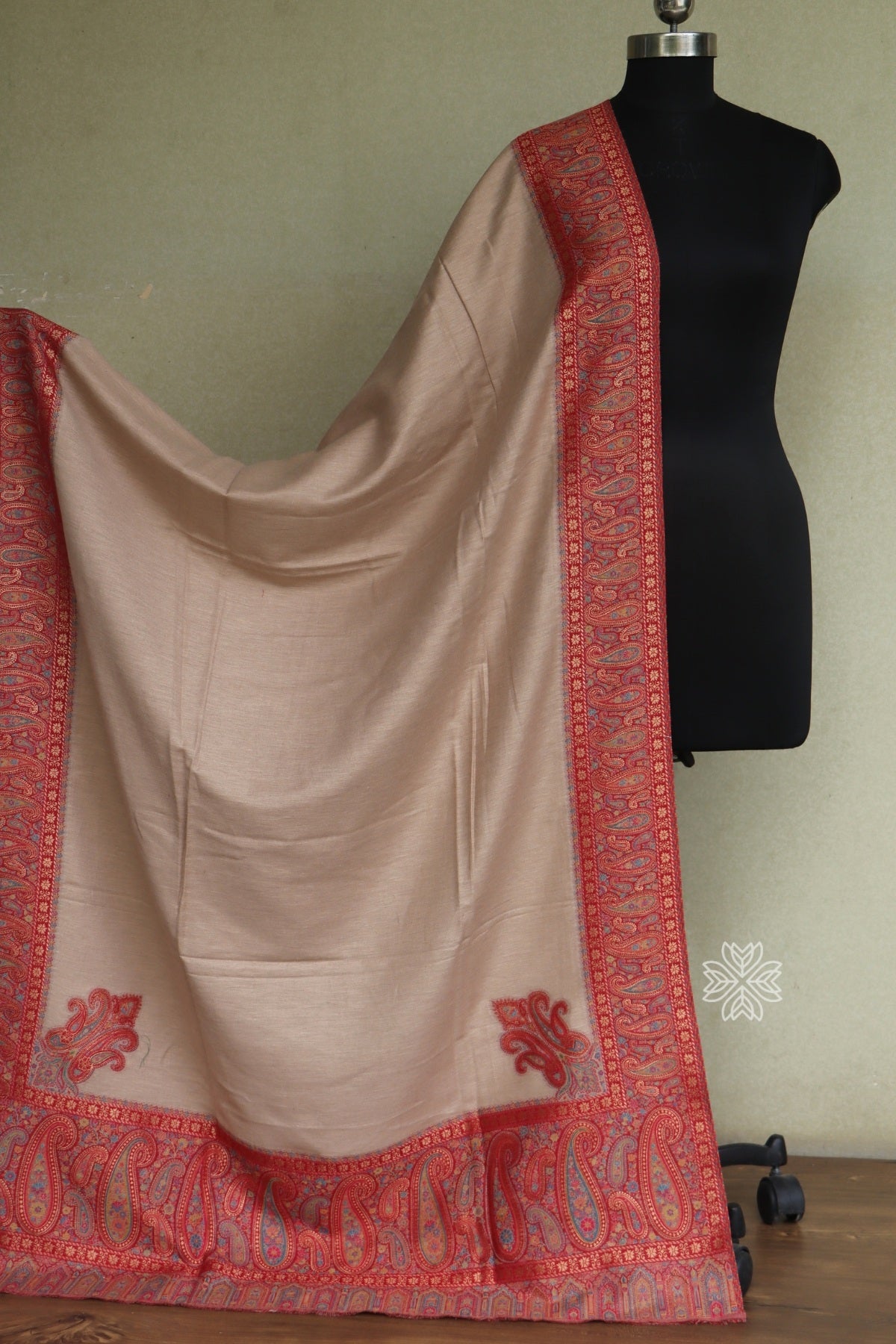 Beige Kani Fine Wool Shawl