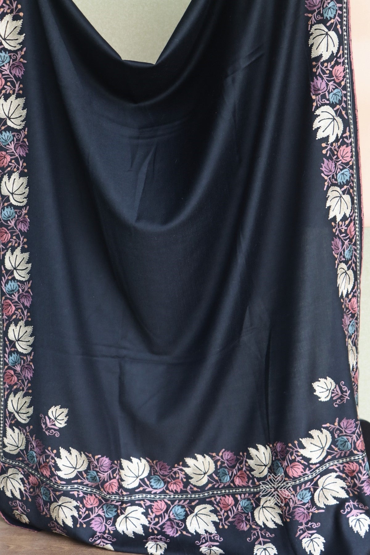 Black Aari Fine Wool Shawl