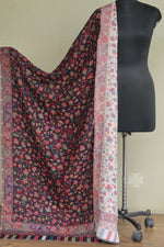 Black and Off White Reversible Kani Fine Wool Shawl