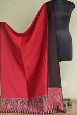 Red and Black Reversible Kani Fine Wool Shawl