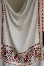 Beige Aari Fine Wool Shawl